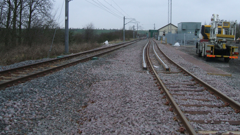 A permanent way railway track running into the distance